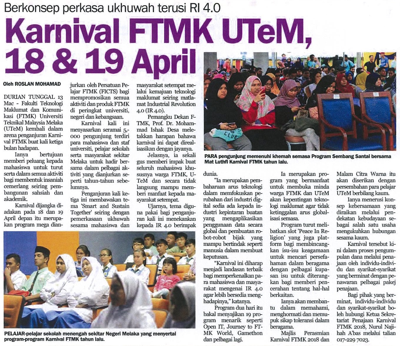 Karnival FTMK UTeM, 18 & 19 April